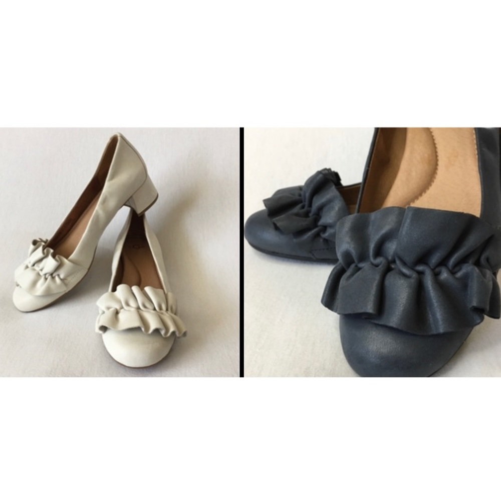UGG IVORY or GREY ruffle front CHUNKY HEELS 7